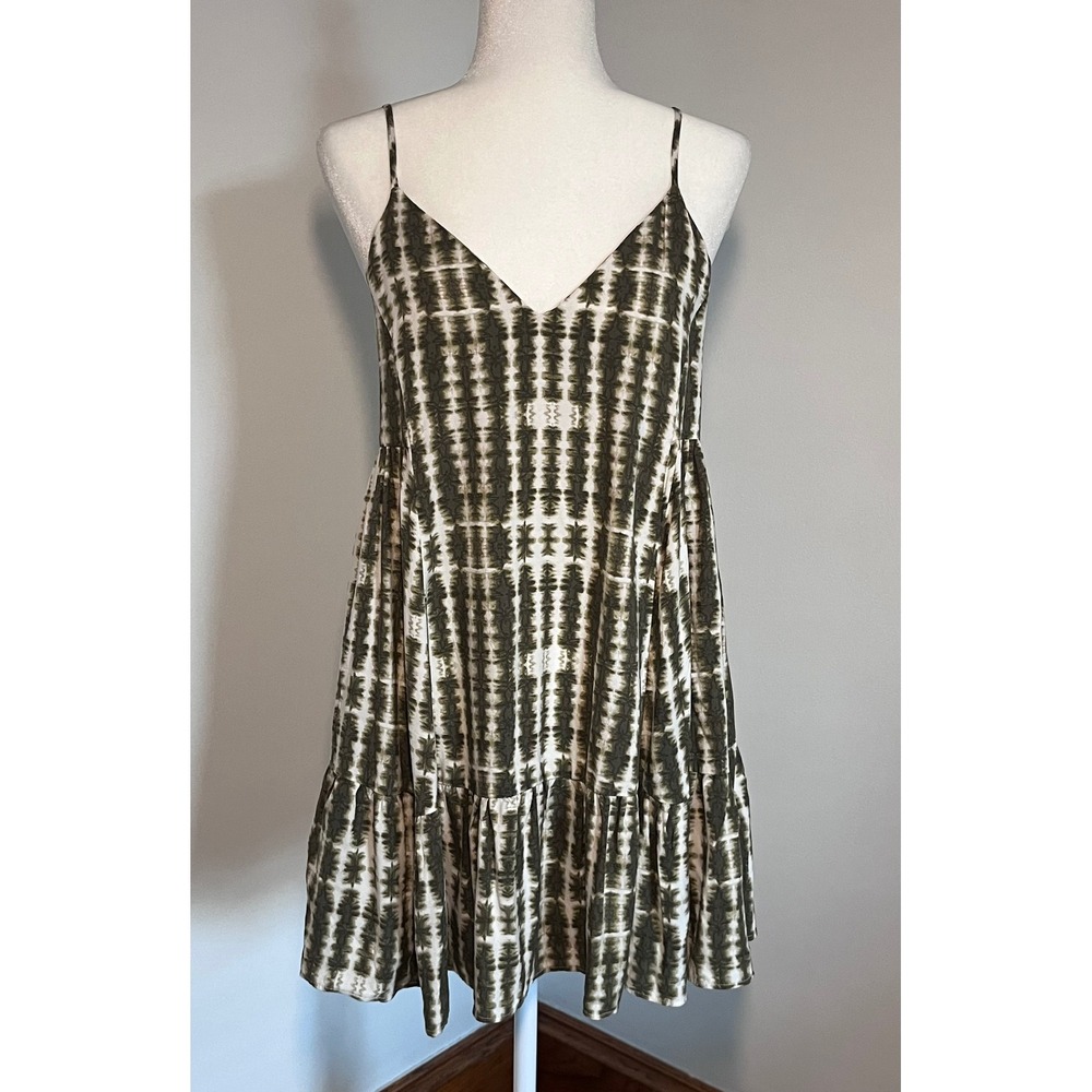 Urban Outfitters Tie Dye Babydoll Dress Womens Small Green White Boho Mini